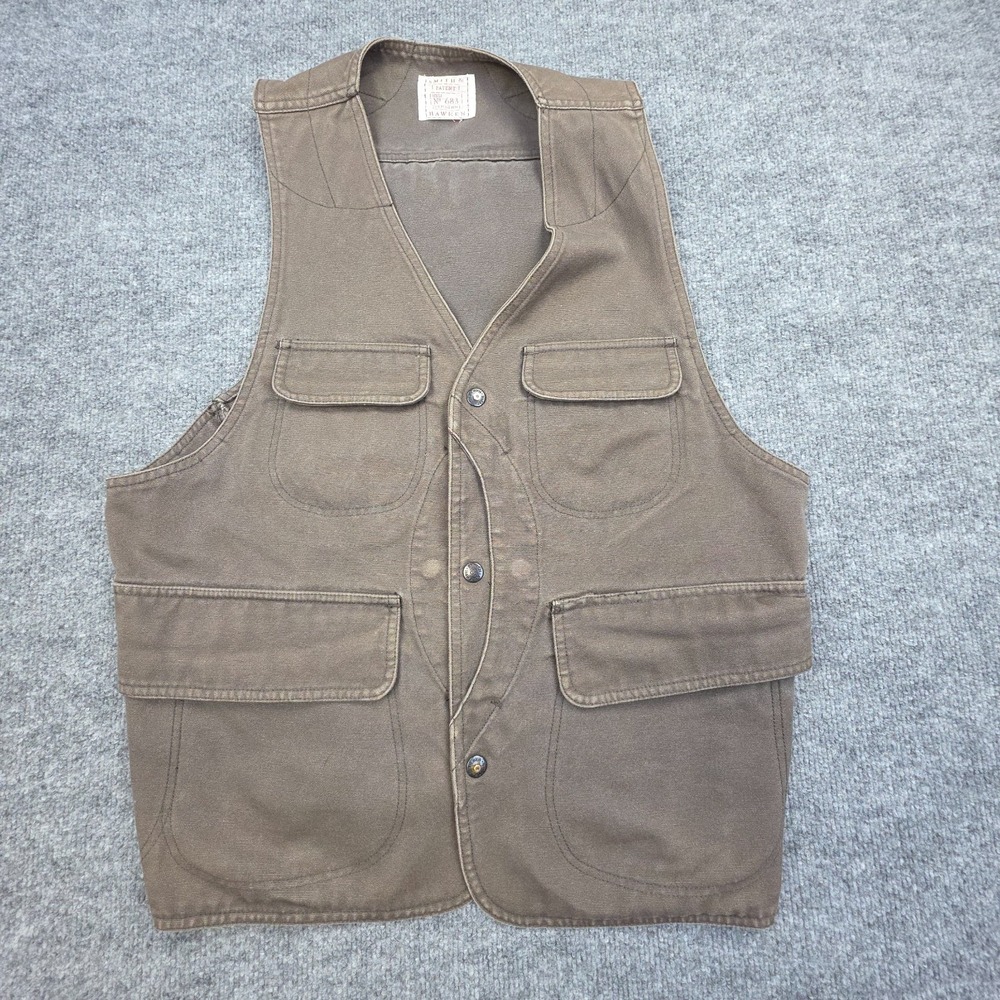 Smith & Hawken Canvas Chore Hunting Vest Men's XL Beige Brown Snap
